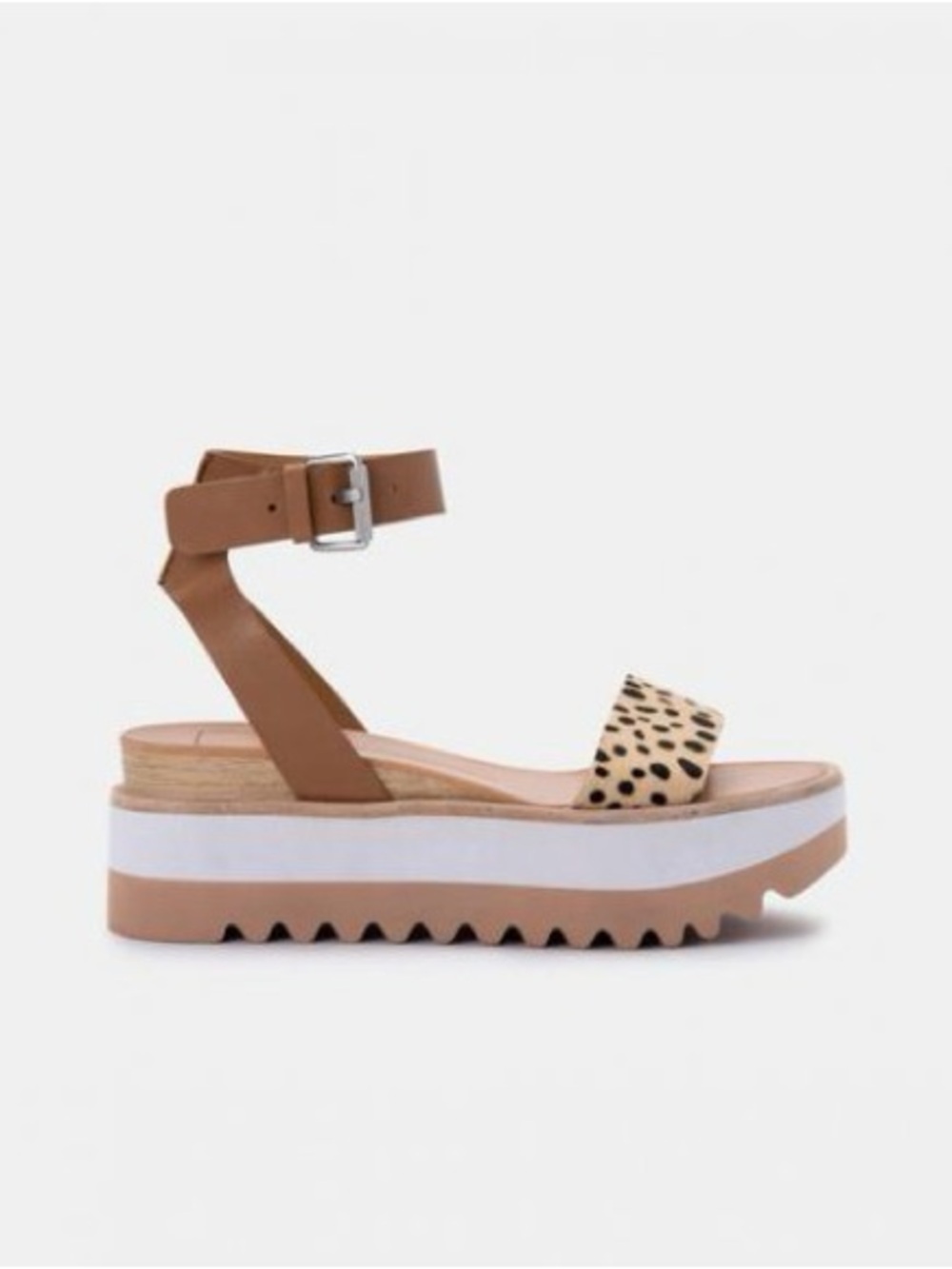 Dolce Vita Platform Sandal with Calf Hair Leopard-Print Toe Strap Size 10